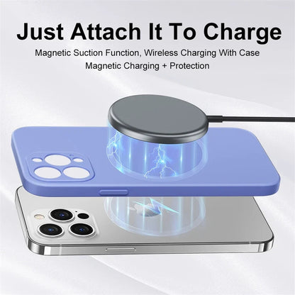 MagSafe Magnetic Silicone Case - Original Wireless Charging Cover for iPhone 15 14 13 12 11 Pro Max Mini X XR XS 8 Plus