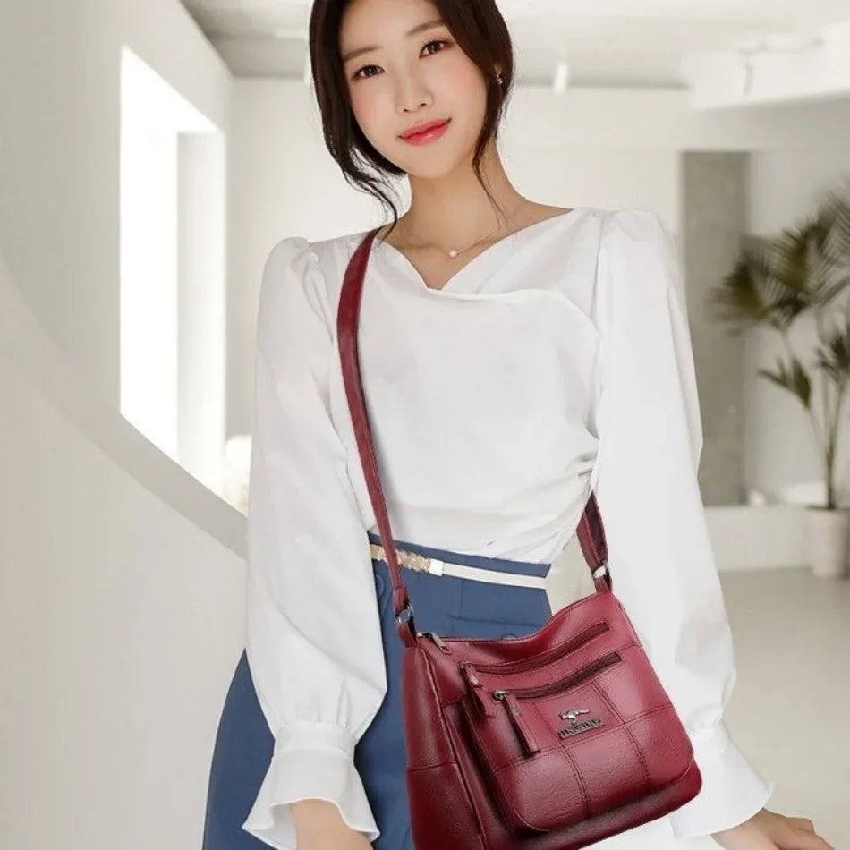 Luxury Women’s Leather Handbag – Large Capacity Shoulder & Crossbody Designer Bag