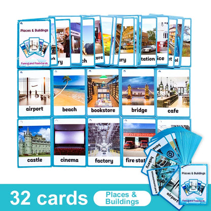 Kids English Vocabulary Flashcards - 26 Themes Fruits Animals Vehicles & Learning Activity Cards