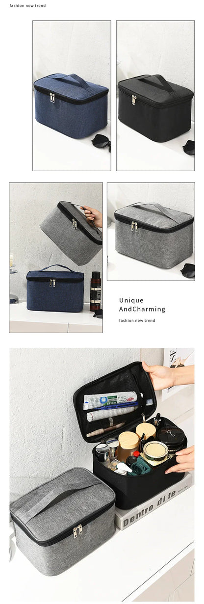 Men’s Business Travel Toiletry Bag – Double-Layer Large Capacity Cosmetic & Storage Handbag, Oxford Cloth