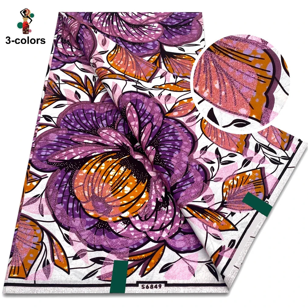 Premium Gold Print Pagne Fabric - 100% Cotton African Real Wax Ankara Grand SUP Nigerian Fabric