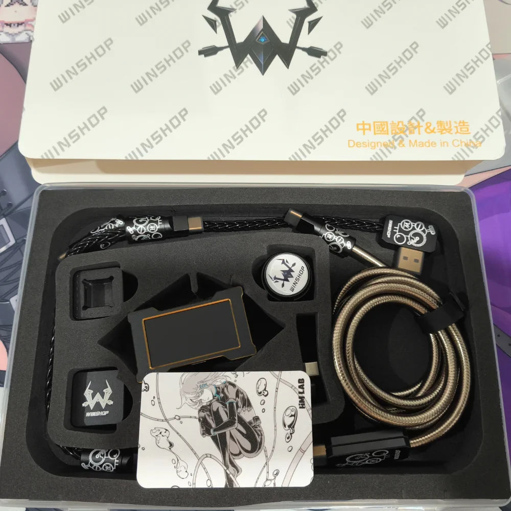 HM&WINS Co-Branded Luminous Gold HUB & Aviation Cable – Trendy Gaming Desk Setup Accessory