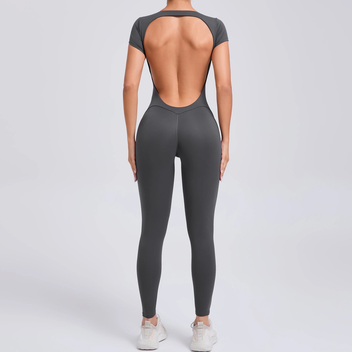 Women’s One-Piece Padded Backless Yoga Romper – Quick-Dry Workout Bodysuit & Sports Jumpsuit