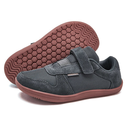 HOBIBEAR Kids Wide Toe Barefoot Shoes – Minimalist Hook & Loop Sneakers, Lightweight Artificial Leather Mesh for Little & Big Kids