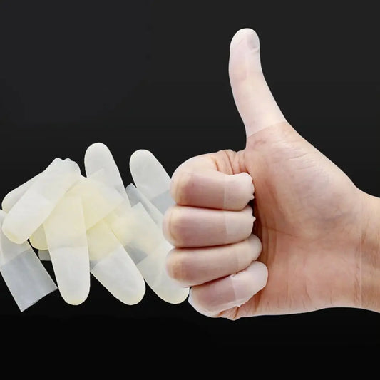 100Pcs Transparent Finger Covers - Disposable Anti-Static Non-Slip Latex Fingertip Protectors for Dust-Free Workplace Use
