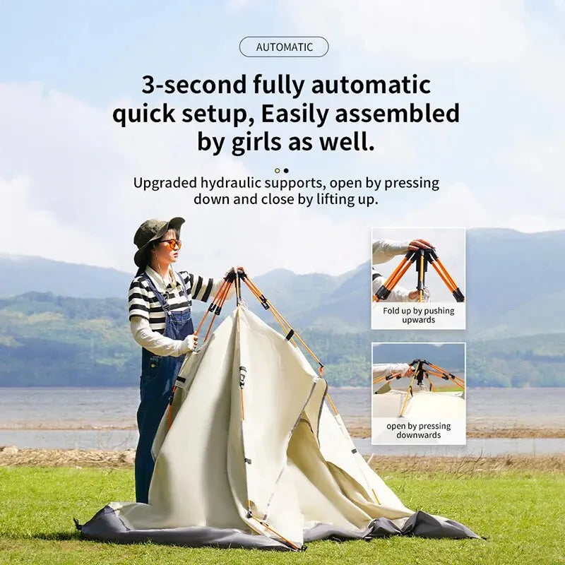 Outdoor Folding Tent – Fully Automatic Quick Open, 3-4 Person Self-Driving Camping Tent, Rain & Sun Proof, Portable