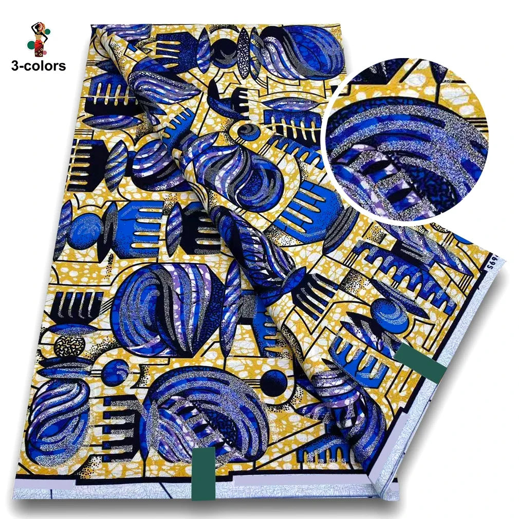 100% Cotton African Wax Print Fabric - Soft Golden Ankara Pagne for Nigerian Fashion & Traditional Wear