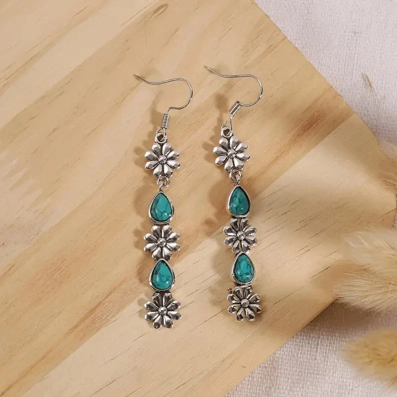Chrysanthemum Pendant Earrings - Colorful Retro Long Drop Jewelry Gifts for Women and Girls