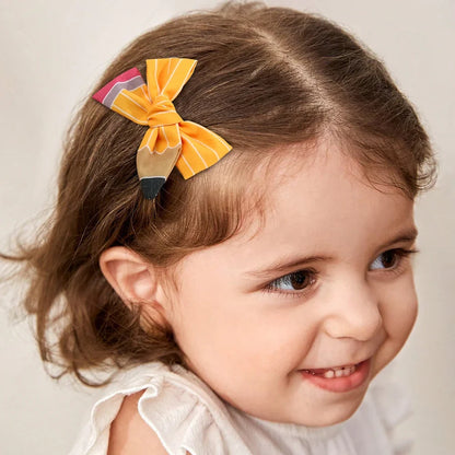 2Pcs Pencil Bow Hair Clips - Cute Kawaii Back to School Hairpins for Girls Kids