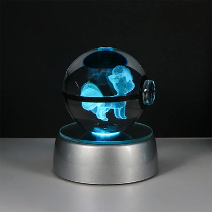 Pokemon Crystal Ball Night Light – Pikachu, Gengar, Eevee, Mewtwo & Lucario LED Pokeball, Kids Birthday Gift & Home Decor