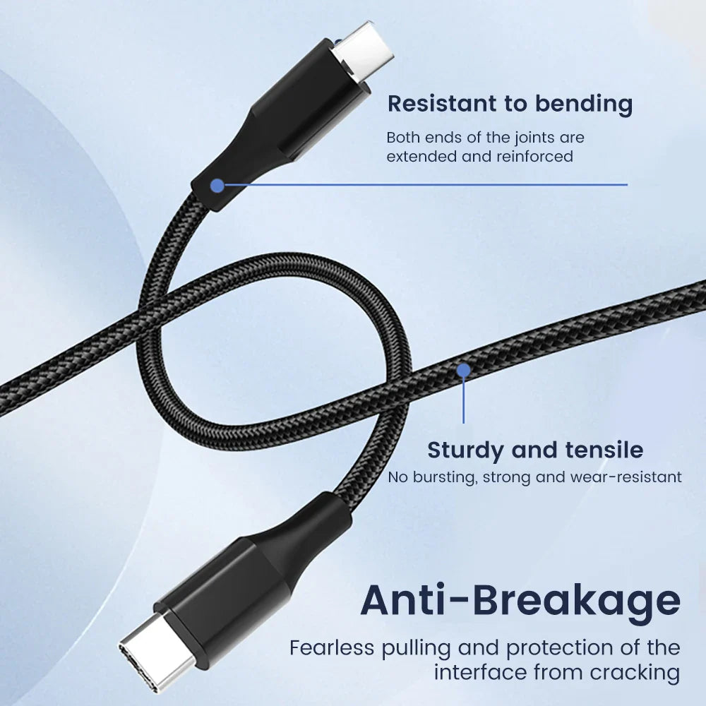 30cm USB-C to USB-C Fast Charging Cable – Compatible with iPhone 15, Xiaomi, Samsung, Huawei & Power Banks