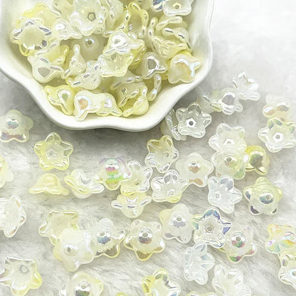 50pcs 7x13mm Gradient Acrylic Bellflower Beads - Flower Caps, Spacer Beads & Charms for DIY Jewelry Making