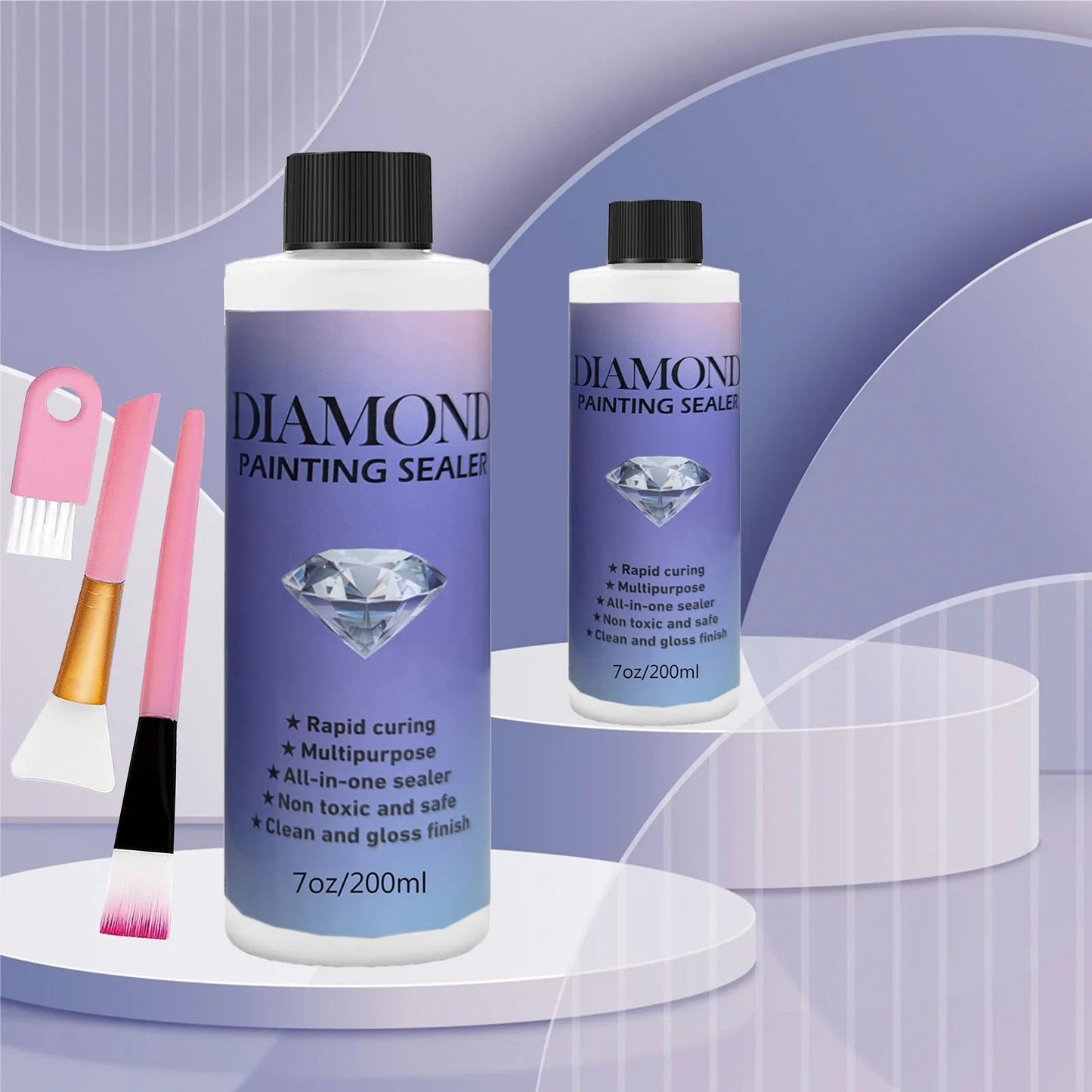 60ML/120ML/200ML Diamond Painting Sealer – Glue with 3 Brushes for Permanent Hold & Shine Effect, Puzzle Art Sealer