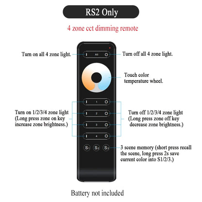 CENFAYA ZigBee & RF 2CH LED Controller - Smart DC 12V/24V Dimmer for CCT LED Strips with Remote Control