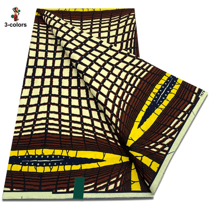 African Real Wax Print Fabric - 100% Cotton Soft Ankara Pagne Material for Dresses