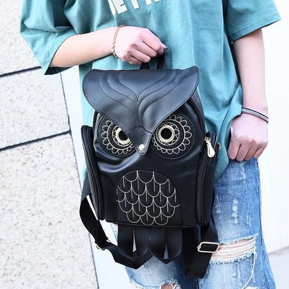 Embossed Owl Backpack: Cute Cartoon Animal PU Bag for Trendy Women - Fashionable Travel Companion
