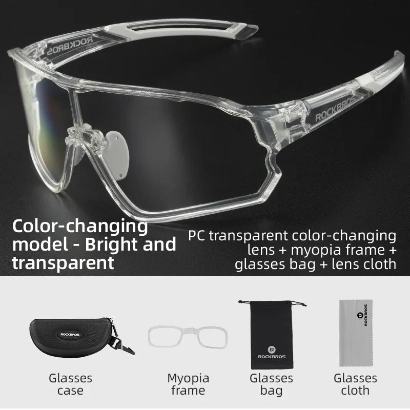 ROCKBROS MTB/Road Bike Glasses – UV400 Polarized Photochromic Cycling Eyewear