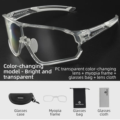 ROCKBROS MTB/Road Bike Glasses – UV400 Polarized Photochromic Cycling Eyewear