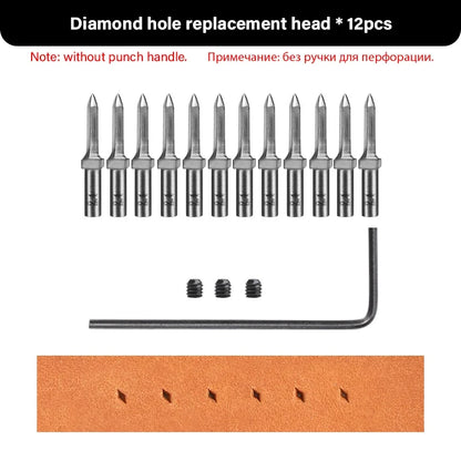 WUTA Leather Hole Punch Tool - Multifunctional Round Pricking Iron with Interchangeable Heads for Leather Craft & Stitching