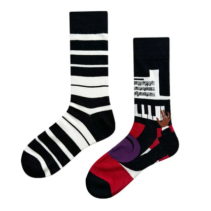 WY_New Asymmetrical Couples Mandarin Ducks Cotton Socks – Fashion Sports Colorful Medium & High Sleeve Unisex Crew Socks, Trendy Couple Gift Socks