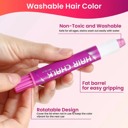 10-Piece Hair Chalk Pen Set – Temporary Washable Non-Toxic Hair Color for Festivals, Halloween & Parties