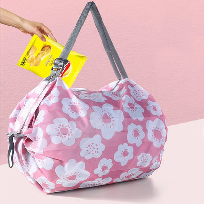 Foldable Shopping Bag for Women - Ultra Lightweight Nylon Crossbody Tote with Large Capacity for Travel and Beach Storage