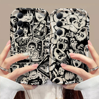 Junji Ito Horror Comics 3D Wave Phone Case for Samsung Galaxy A73 / A72 / A71 / A55 / A54 / A53 / A35 / A34 / A33 / A25 / A24 / A23 / A15 / A14 / A13 / A05 / A04 / A03 – Shockproof 4G/5G Protective Cover Anime Design