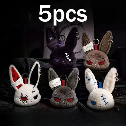 Gothic Bunny Plush Keychain - Kawaii Rabbit Bag Charm Bandage Design Pendant Car Ornament Gift