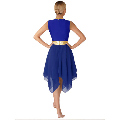 Women’s Liturgical Praise Dance Dress - Irregular Hem Modern Ballet Costume for Choir & Worship Performances