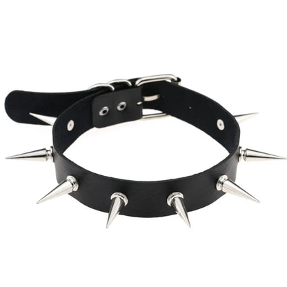 Harajuku Gothic Spike Rivet Star Choker Necklace – Black Bowknot PU Lace Leather Y2K Hip Hop Rock Jewelry for Girls