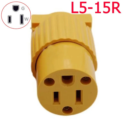US Industrial Locking Power Plug - 15A L5-15 and L6-15 Male Female 3-Pole Wiring Connector Socket Type B Yellow