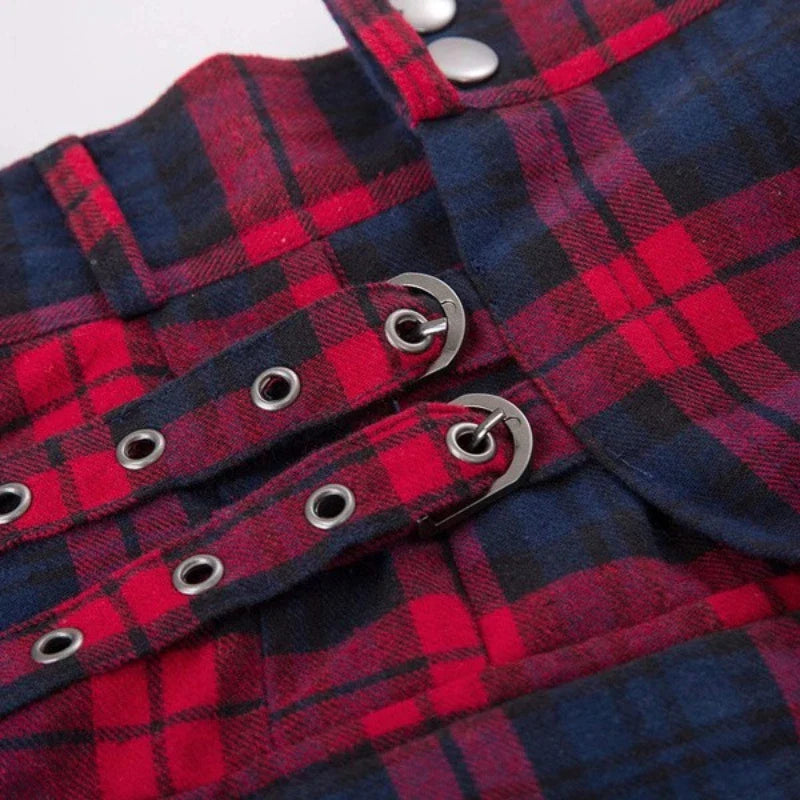 Men's Tartan Kilt Skirt – Traditional Highland Utility Kilt with Pockets, Gothic Punk Vintage Style