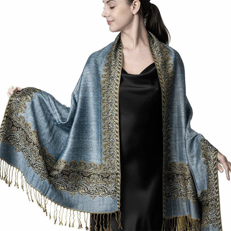 Luxury Autumn Cashmere Pashmina Shawl – Warm Winter Scarves for Women, Printed Cotton Foulard Stole Scarf 2023