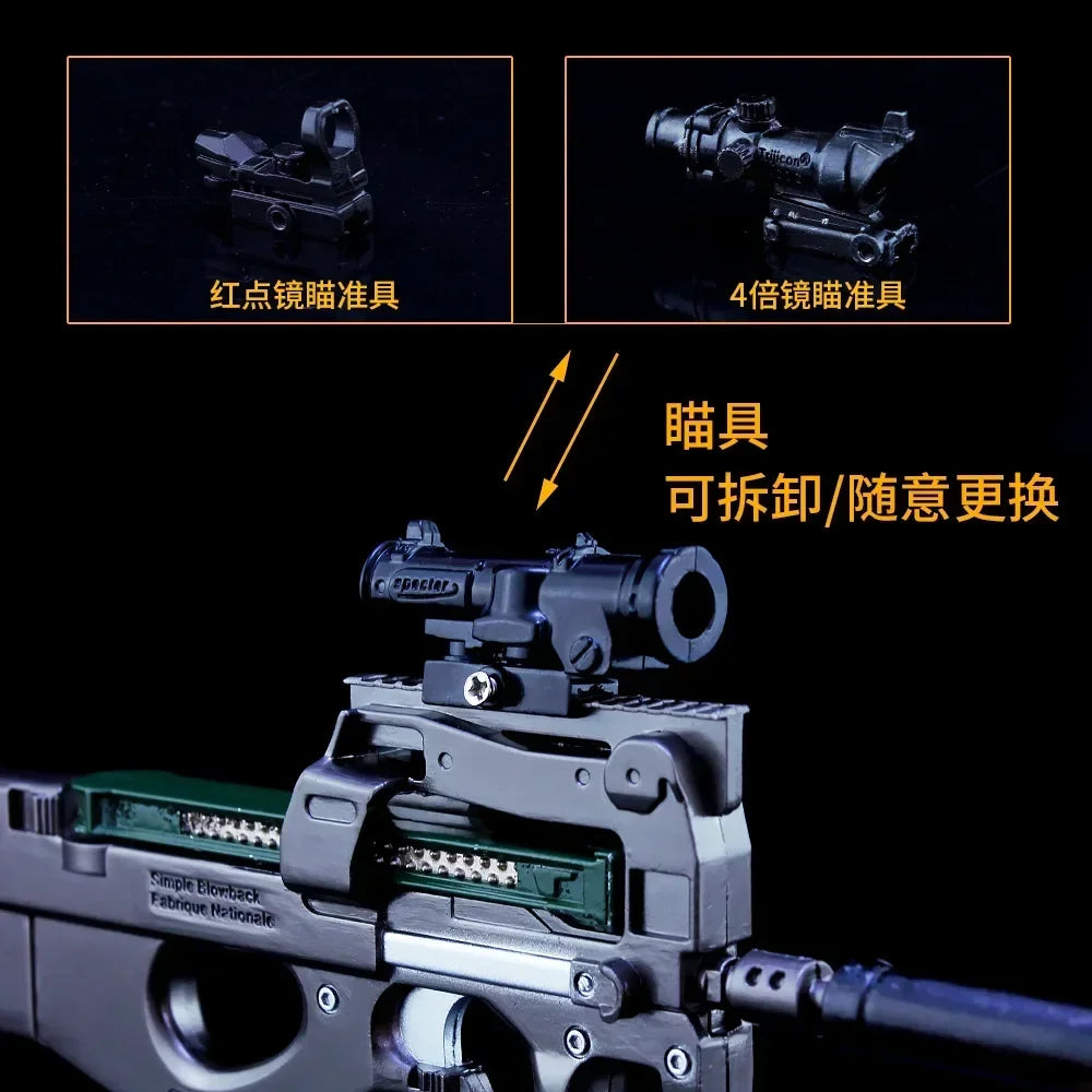 24cm P90 Submachine Gun Model - Metal Miniature Game Collectible & Display Accessory
