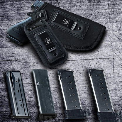 9mm .40 .45 Pistol Magazine Pouch – Single/Double Stack Holster, Concealed Carrier for Glock, S&W M&P, Sig Sauer, 1911, Beretta