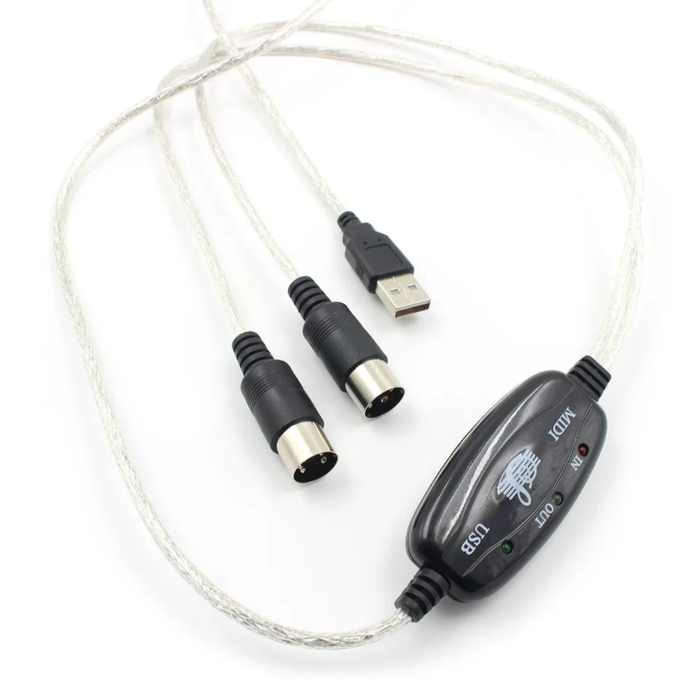 USB MIDI Cable Interface - USB to MIDI IN/OUT Converter Adapter for Keyboard, PC Audio & Music Recording