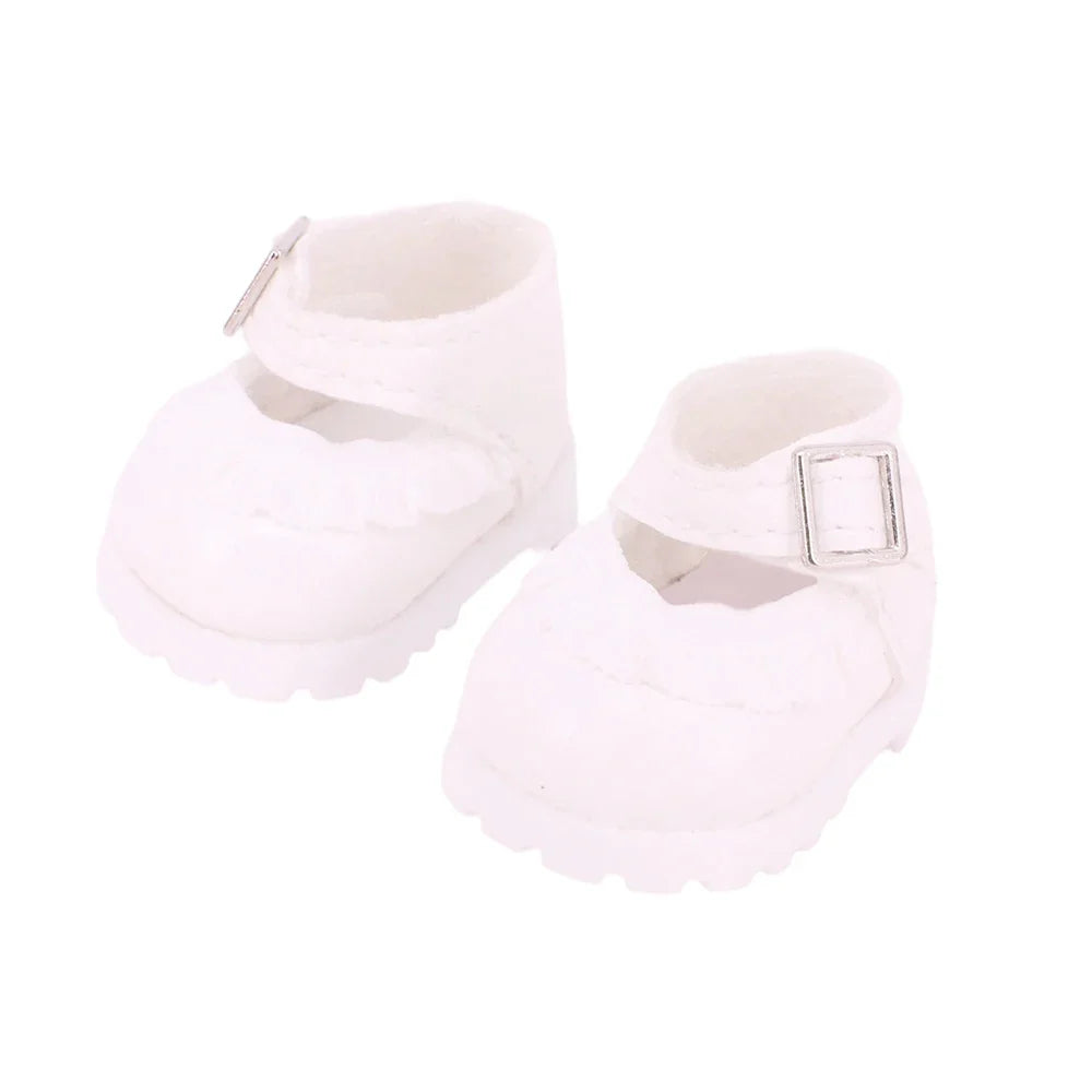 3.8cm Doll Shoes for 17cm Labubu Doll — Solid Color Lace-Up Canvas PU Shoes, Doll Clothing Accessories & Girl’s Toy Gift