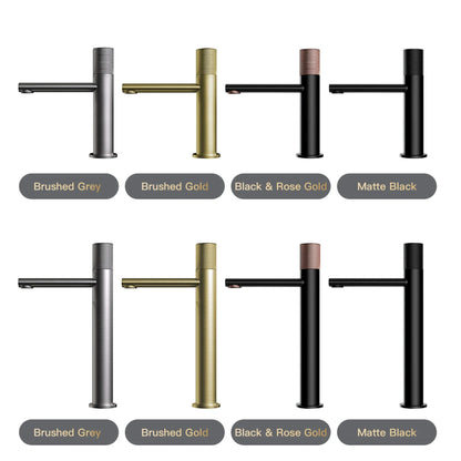 Brass Black Bathroom Faucet – High-End Hot & Cold Round Hand Washing Faucet for Toilet & Hotel