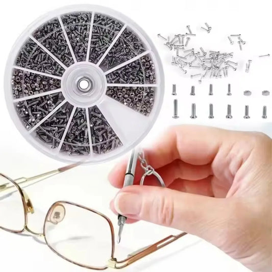 12-Size Mini Screw & Nut Assortment Kit - M1 to M1.6 Watch, Eyeglass Frame & Precision Repair Set