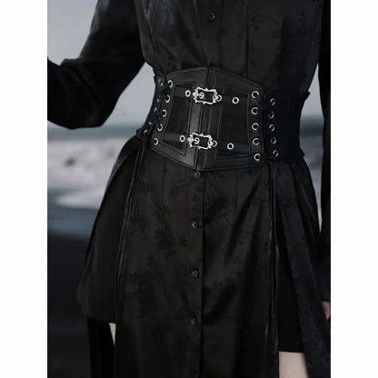 Retro Gothic Corset Belt - Elastic Lace Pin Buckle Waist Belt for Women's Dresses & Shirts