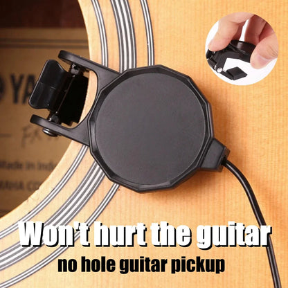 Clip-On Audio Jack Pickup – Acoustic Guitar/Mandolin/Violin/Banjo/Ukulele Sound Transducer with 2.5M Cable Instrument Amplifier Microphone
