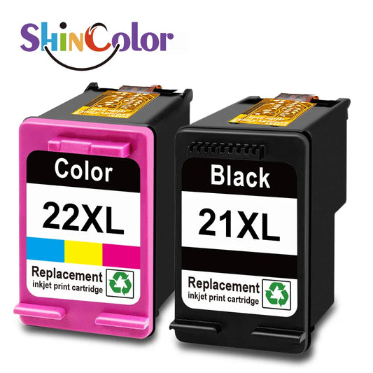 ShinColor Remanufactured HP 21 & 22XL Ink Cartridges Color Replacement for HP DeskJet 3940, 3920 Printers – High Quality Inkjet Set