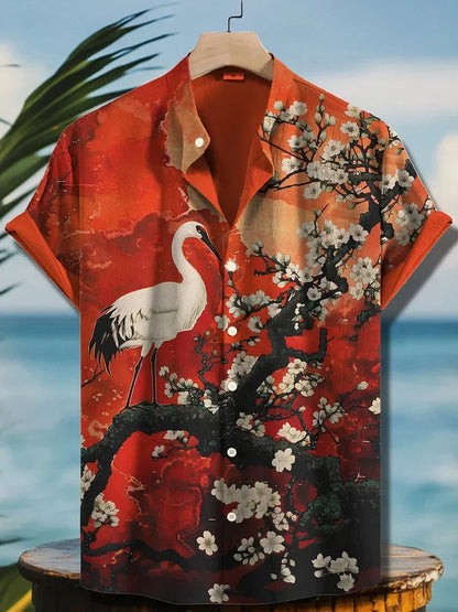 Men’s 3D Linen Hawaiian Shirt - Vintage Short Sleeve Casual Beach Shirt for Summer