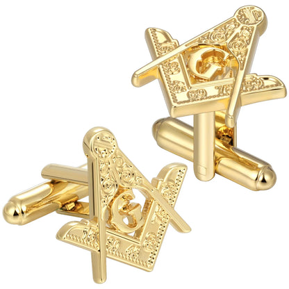 Classic Masonic Compass Tie Clip - Golden Freemason Emblem Suit Accessory for Men