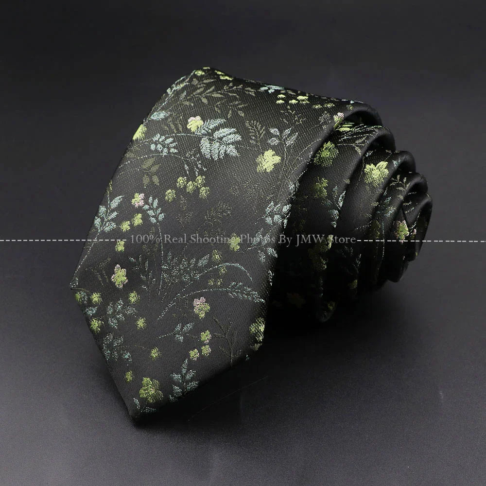 Men’s Wedding Floral Necktie - Wave Fireworks Meteor Flower Design Tie for Groom, Business & Formal Accessories Gift