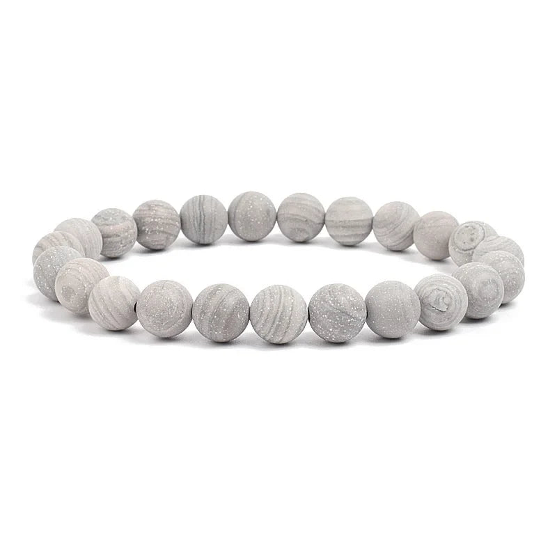 Natural Stone Bead Bracelet - Amethyst Crystal Quartz Aquamarine Jade Agate Elastic Bangle Jewelry for Women & Men