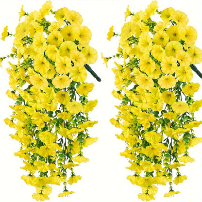 UV-Resistant Artificial Morning Glory & Eucalyptus Hanging Plants – Outdoor Home, Garden & Wedding Decor