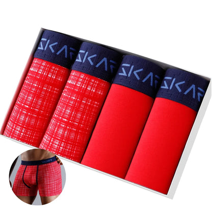4pcs Men Cotton Boxer Shorts - Soft Comfortable Male Underwear Briefs Couple Boxers Set