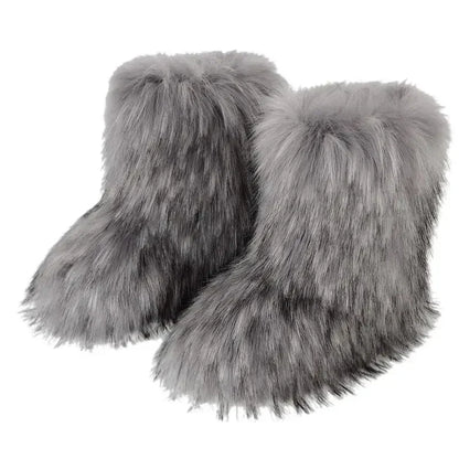 Women’s Faux Fur Winter Boots - Plush Warm Snow Shoes for Ladies with Luxury Furry Fashion Style