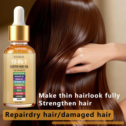 YUITIKUE 10-in-1 Castor Seed Hair Oil - Natural Batana, Rosemary & Biotin Blend for Nourished Hair and Healthy Scalp